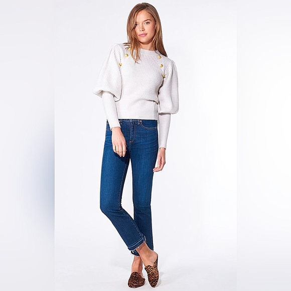 Veronica Beard Jude Sweater Size Small Cream with Gold Button Details